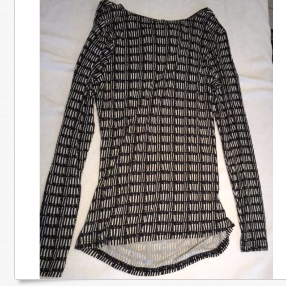 Adriana Papell Rouched Drape Top M Black/White - Picture 2 of 5